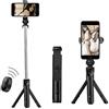 SCRUBY 3 in 1 Bluetooth Selfie Stick Pieghevole Mini Treppiede Portatile Espandibile Monopiede Con Telecomando Per iOS Android (XT09s)