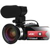 LNHHG Registratore con fotocamera digitale Videocamera videocamera con microfono for la registrazione Vlog 4K 56MP. TOUCH SCREEN NOTTE VISION HD Recorder WiFi Video Fotocamera digitale(K1 Red Mic Lens 32G)