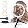 EONYUANGUO Anello luminoso a LED, Luce ad anello con supporto per treppiede, 3 modalità di illuminazione dimmerabili e 10 luminosità per selfie da scrivania per la fotografia di video su Youtube