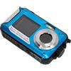 Cryfokt Fotocamera Digitale Subacquea Full HD da 48 MP Resistente All'acqua Zoom 16X Doppio Schermo Design Selfie per Viaggiatori ABS Metallo 258 G 10 Piedi Impermeabile (BLUE)