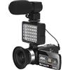 YFDGD Videocamere Digitali Grandangolari 4K Registrazione In Loop Al Rallentatore Microfono Videocamera Messa A Fuoco Automatica Streaming Webcam Vlog Kit Scatta Nitida Fluida(32G SD Card,Set 2)