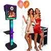 JIAQINMOTD Mini PC con touch screen da 15,6 pollici, mini PC integrato, luce ad anello e custodia per foto, per selfie, portatile, per eventi a noleggio e feste (nero, macchina per fototesse)