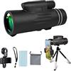 wiianoxd 12 X 50 telescopio monoculare con adattatore per smartphone e treppiede, monoculare per adulti e bambini, tubo a distanza portatile monoculare