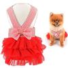 SMALLLEE_LUCKY_STORE Grazioso vestito da principessa a righe per cani di piccola taglia, gatto, ragazze, cuccioli, gonna, tutù, gonna, Yorkie, chihuahua, abbigliamento estivo per feste, rosso, XS