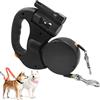 Generic Guinzaglio retrattile per cani di piccola taglia, guinzaglio retrattile doppio per cani 360, automatico, 1 rimorchio 2 con torcia con luce LED, 2 pulsanti per cani di rottura e blocco