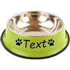 jfs Ciotola Personalizzata per Cani e Gatti in Acciaio Inox - per Acqua e Cibo, Rosa o Verde - Carina e Funzionale