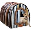 Waigg Kii Cuccetta extra large per cani, casa per cani a prova di vento, cuccia per animali domestici calda e calmante con porta e tenda, lavabile, casa per gatti per interni, impermeabile, anti-ansia (F, S-38