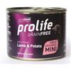 Generico Prolife Umido Cane Adult Mini Sensitive Grainfree 200gr, alimento completo senza cereali per cani Adulti di taglia piccola, gusto AGNELLO e PATATE | 6 scatolette da 200 grammi l'una