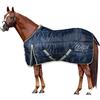 Horses, Coperta Invernale Horses Warm Walk per Cavallo, Imbottita, Morbida, Comoda, ideale per Box, Resistente, con Cinghie ad Incrocio (135 cm, Blu)