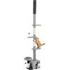 PawHut Albero per gatti da terra a soffitto, torre per gatti multilivello regolabile in altezza da 225 a 255 cm, con tiragraffi in sisal, cuccia, letto e palla sospesa, rivestimento in peluche, grigio