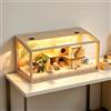 BingoPaw Gabbia per Criceti 80x40x40cm in Legno e Vetro temperato Trasparente con Luce per Piccoli Animali Domestici, Solo Casetta Nessun Giocattolo Interno o Accessorio