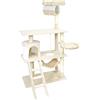 Wiltec Albero tiragraffi per gatti beige/bianco 141cm per arrampicarsi Sisal