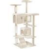 FIVMEN Albero per Gatti Grande Altezza 130 cm, Tiragraffi Sisal, Grotta per Gatti, Piattaforme, Scale, Beige