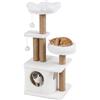 COSTWAY Albero per Gatti, Alberi Tiragraffi Alta 96 cm con Poggiolo Imbottito a Forma di Fiore, Condo Accogliente & Letto per Gatti, 2 Palline con Campanelli Appese & Posti per Graffiare (Bianco)