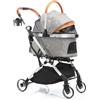 Fudajo Passeggino Pieghevole per Cani 2in1 Grigio, Carrozzina e Trasportino Rimovibile, Max 20 kg per Animali Taglia Piccola e Media