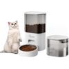Fudajo Mangiatoia e abbeveratoio automatico per cani e gatti, distributore automatico di cibo da 3 litri e abbeveratoio da 2,5 litri, controllo mangime via app, colore bianco