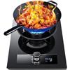 Generico Piano Cottura A Gas Ad Anello Singolo, Bruciatore Wok A 10 Cavità Da 5,2 KW Con Timer Da 180 Minuti, Protezione Da Guasti Fiamma E Bruciatore Rimovibile(LPG)