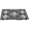 SailorMoon 5 fiamme con protezione automatica della termocoppia, montaggio fiammoso, piano cottura a gas in vetro nero, piano cottura a gas, 77 x 51 x 7 cm, termocoppia automatica, protezione della fiamma, gas