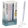 Uni-Ball Uniball™ Zento - Penne gel, inchiostro nero, punta media da 0,7 mm, retrattile, 12 pezzi, scrittura liscia, asciugatura rapida, senza sbavature, senza sbavature, colori tenui