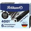 Pelikan - Set Cartucce Inchiostro 4001 per Stilografiche TP6, Confezione Risparmio 60 Unità, 10 Scatole da 6 Cartucce, Nero, Prodotto in Germania, 301218A, 60 cartucce