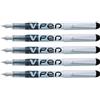 PILOT Set di 5 penne stilografiche monouso V-Pen cancellabili, punta media, colore: Nero