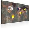murando - Pannello di Fibra con Puntine - Mappa del Mondo 90x60 cm 1 Pezzo - Bacheca & Quadro su tela in un uno - Decorativo per Parete - Lavagna per le Note Ufficio - Viaggio Planisfero k-A-0057-v-b