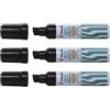 Pilot Set di 3 pennarelli permanenti SCA-6600 corpo in metallo Pte smussato extra large nero