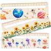Teksome Strumenti per la lettura della dislessia, righello segnalibro con e fiori e pianeti, righello in legno da 18 cm, strumento di assistenza per la lettura per la scuola