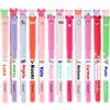 Gicaprice Kit Penne Gel Cancellabili Cancellotte con Etichette Adesive Personalizzate - 24 Blu + 48 Etichette - Penne a Gel per Scuola con Nome - Tema Animaletti - Fusto Soft Touch - Punta 0,7 mm