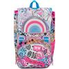 Seven SJ Gang Zaino Scuola Estensibile, Rosa, ColorJam, Zaino Doppio Scomparto Estensibile Tramite Zip Laterali, Tasca Porta Borraccia, Zaino Scuola Elementare, Zaino Bambina
