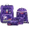 Step by Step Set di 5 zaini per la scuola Cloud ergonomici con riflettori, regolabile in altezza con cintura in vita, a partire dalla prima classe, 19 l, Pegasus Liv - Lilla