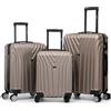R.Leone Valigia da 1 Fino a Set 4 Trolley Rigido grande, medio, bagaglio a mano 55x40x23 cm Wizz, ITA Airways e bagaglio 45x36x20 cm EasyJet in ABS 9001 (Oro, Set 3 Pezzi XS M L)
