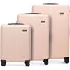 WITTCHEN Stripes Line Set di valigie 3 pezzi | (36/65/96 L) in ABS rigido, 4 ruote 360°, lucchetto a combinazione & manico telescopico | Valigia cabina/media/grande - Colore: Rosa cipria