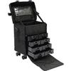 C-Juzarl Valigetta per trucchi, colore nero, grande con cassetti, multifunzionale, per cosmetici, da viaggio, trucco, beauty case, Nero , 38*29*42cm, moderno