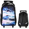 Bagtrotter - Fast And Furious - Zaino scolastico - Zaino con rotelle - Nero - 2 scomparti con zip - 1 tasca per bottiglia - 33x16x45cm - Spallacci imbottiti - Schienale imbottito - Materiale
