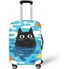 Coloranimal Copertura per bagagli per scuolabus, accessori trolley, custodia protettiva per valigia, taglia 18-32, Simpatico gatto nero, M (22-25 cover), Set Bagagli