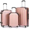 Boleedy Set di Valigie Rigide 3 Pezzi(55/66/76cm),Set Valigia Leggero in ABS Rigido con Lucchetto e Ruote a 360°,Grande Trolley per Business e Viaggio