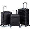 R.Leone Valigia da 1 Fino a Set 4 Trolley Rigido grande, medio, bagaglio a mano 55x40x23 cm Wizz, ITA Airways e bagaglio 45x36x20 cm EasyJet in ABS 8001 (Nero, Set 3 Pezzi S M L)