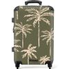 NoBoringSuitcases.com® Valigia Media Rigida 67 cm 72L, Grande Trolley Leggero 20 kg, Bagaglio con Palme - Verde