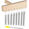 Tisujune Chimes Percussion - Campana a mano in legno con 8 toni, strumento musicale con tubi in alluminio e bastone per scuola, yoga, giardino, soggiorno, casa, uomo e donna