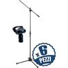 MusicalStore2005 SMICS-60-BK Asta per Microfono a giraffa con Base Treppiedi - Asta Microfono Regolabile - Colore Nero (Set 6 Aste Microfoniche a Giraffa Regolabili / 6 Supporti per Microfono)