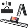 KOMFOTTEU Pianoforte Digitale 88 Tasti Pieghevole, Tastiera Elettronica Multifunzionale con Pedale Sustain per Principianti, Pianola Portatile con Borsa per Pianoforte (Nero)