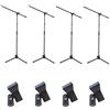 Proel RSM180 - Asta microfonica a giraffa in Nero Opaco + Proel APM30 - Pinza reggi microfono per contenere microfoni del diametro centrale, compreso tra 20-32 mm, Nero. Kit da 4 unità.