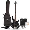 gear4music Basso Elettrico Kit con Amplificatore da 15 W Chicago di Gear4music 4 Corde Nero