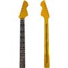 WUQIMUSC Manico di ricambio per chitarra elettrica, in acero con tastiera in palissandro, 22 tasti, scala da 65 cm, tacco imbullonato, finitura lucida gialla (intarsio in vite)