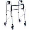 Moretti Deambulatore pieghevole in alluminio anodizzato - 2 ruote piroettanti e 2 ruote fisse con freno azionabile a mano Ø 12 cm - Click - Cod.art. RP742