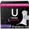 U by Kotex Balance - Assorbenti ultra sottili con ali, assorbenza extra pesante, 30 pezzi (la confezione può variare)