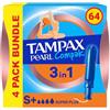 Tampax Compak Pearl Assorbenti Super Plus con applicatore, 64 tamponi (16 x 4 confezioni), protezione dalle perdite e discrezione