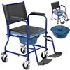BAKAJI Sedia a Rotelle da Bagno con Vaso Rimovibile, Schienale e Seduta Ergonomica con 4 Ruote Piroettanti, Ausilio per Anziani, Disabili e Persone con Mobilità Ridotta, 53 × 57,5 × 94 cm