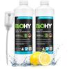 BiOHY Detergente per vetri e superfici (2 bottiglie da 1l) + Distributore | Detergente concentrato a base di alcool | Detergente biologico professionale (Oberflächenreiniger)